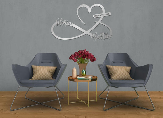 Custom Infinity Heart Sign – Personalized Metal Wall Art for Couples Gift