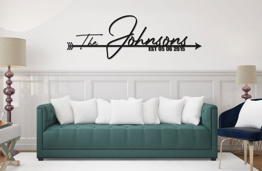 Personalized Metal Wall Art - Arrow Wall Art | Custom Family Name Sign Decor