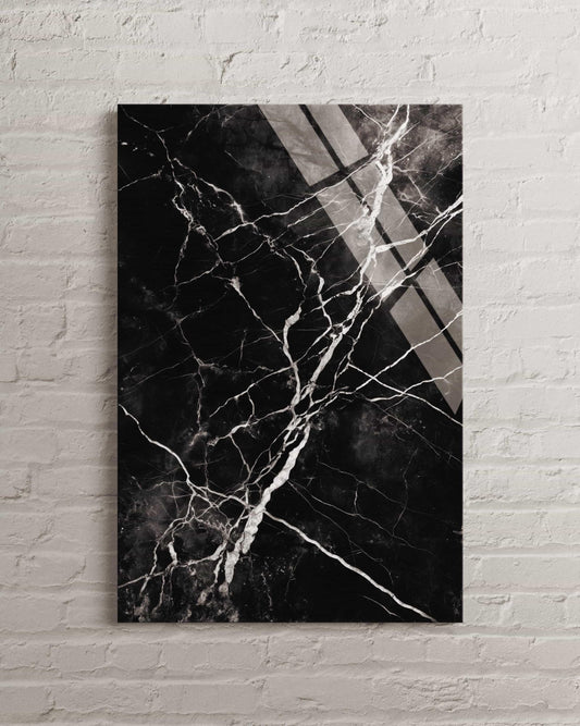Black Marble Wall Art – Modern Tempered Glass Art | Luxury Office Mural