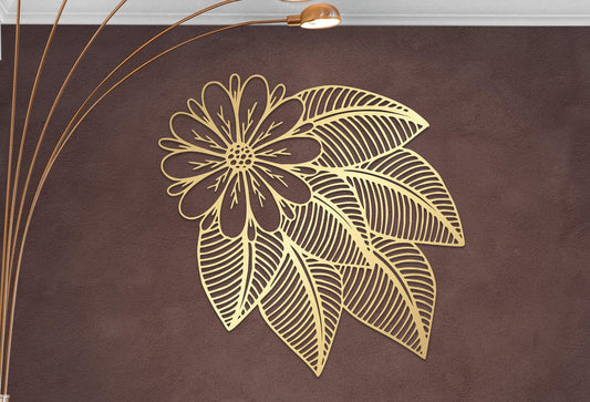 Metal Wall Art – Modern Floral Leaf Pattern Black Botanical Wall Decor