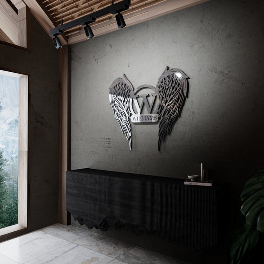 Angel Wings Wall Art - Custom Metal Decor | Gold Personalized Gift Idea