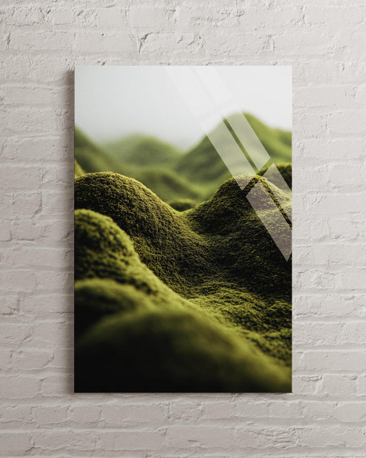 Tempered Glass Wall Art – Abstract Green Landscape | Modern Minimalist Decor