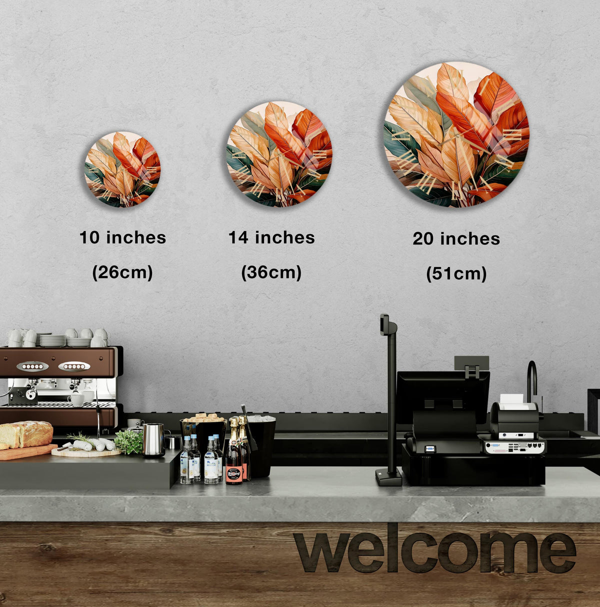 a coffee shop counter with three coffee machines