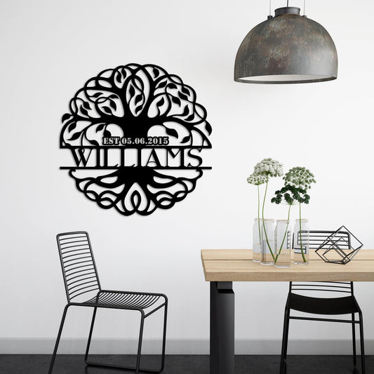 Personalized Metal Wall Art - Tree Of Life Family Name Sign | Outdoor Decor