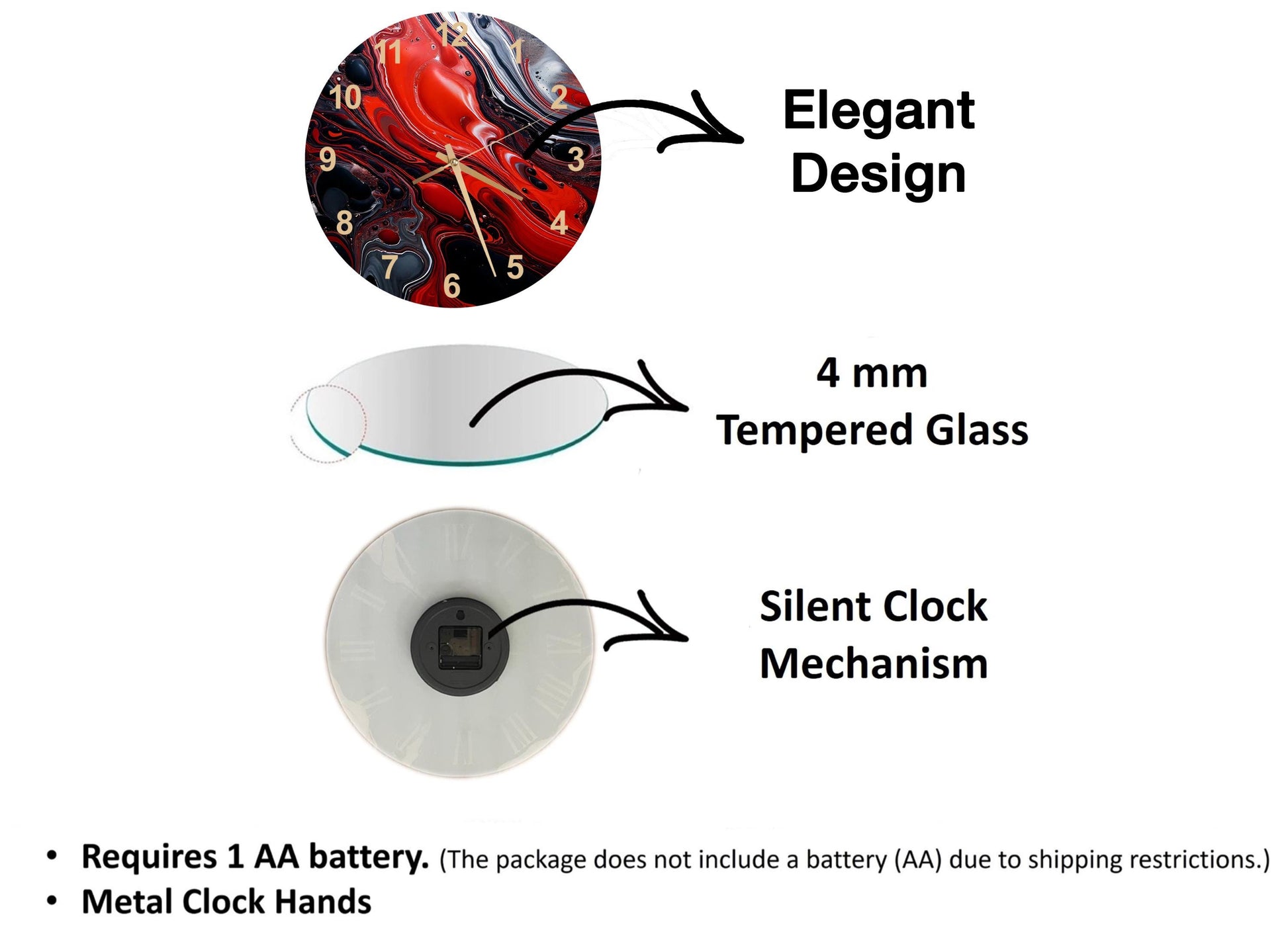 a diagram of the different parts of a clock