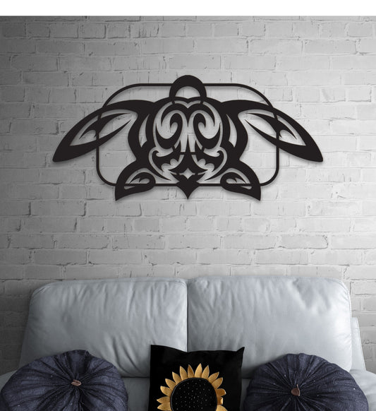Tribal Turtle Wall Art – Polynesian Metal Decor | Coastal Beach Sculpture