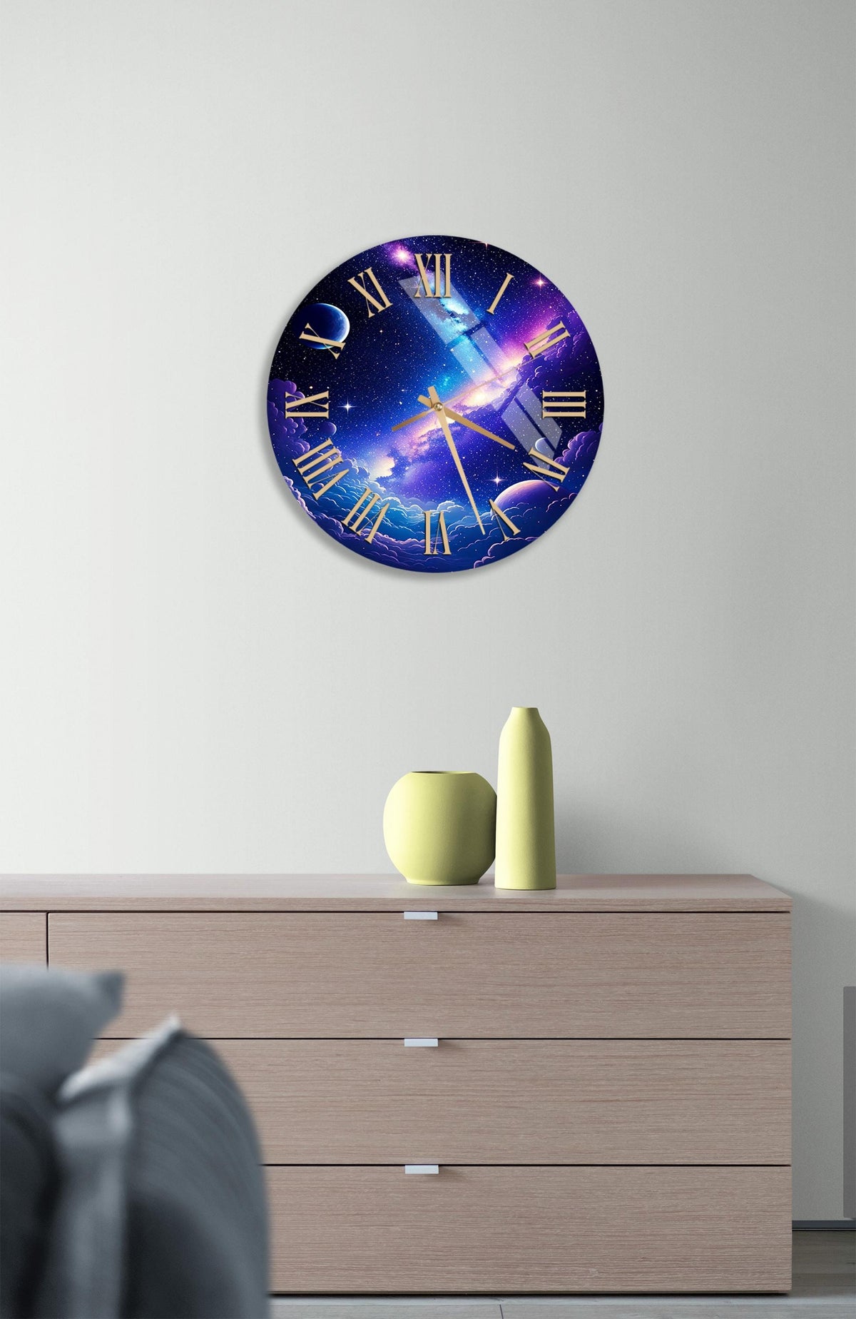 a large clock on the wall of a living room