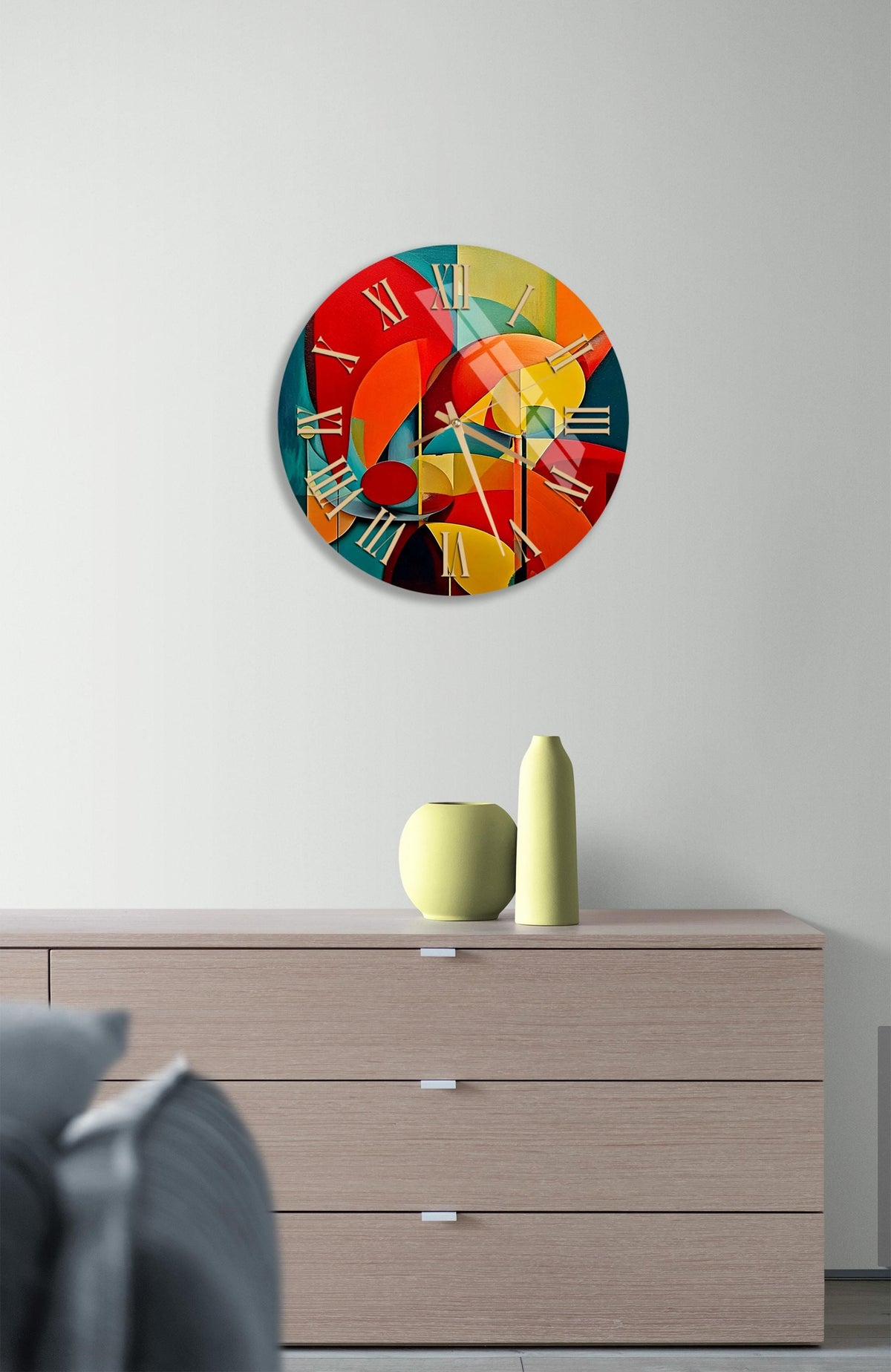 a clock on the wall of a living room