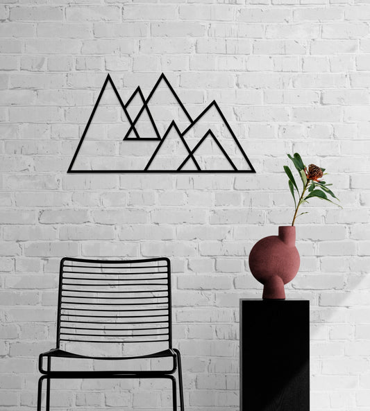 Mountain Metal Wall Art - Modern Large Black Metal Decor | Home & Office Gift