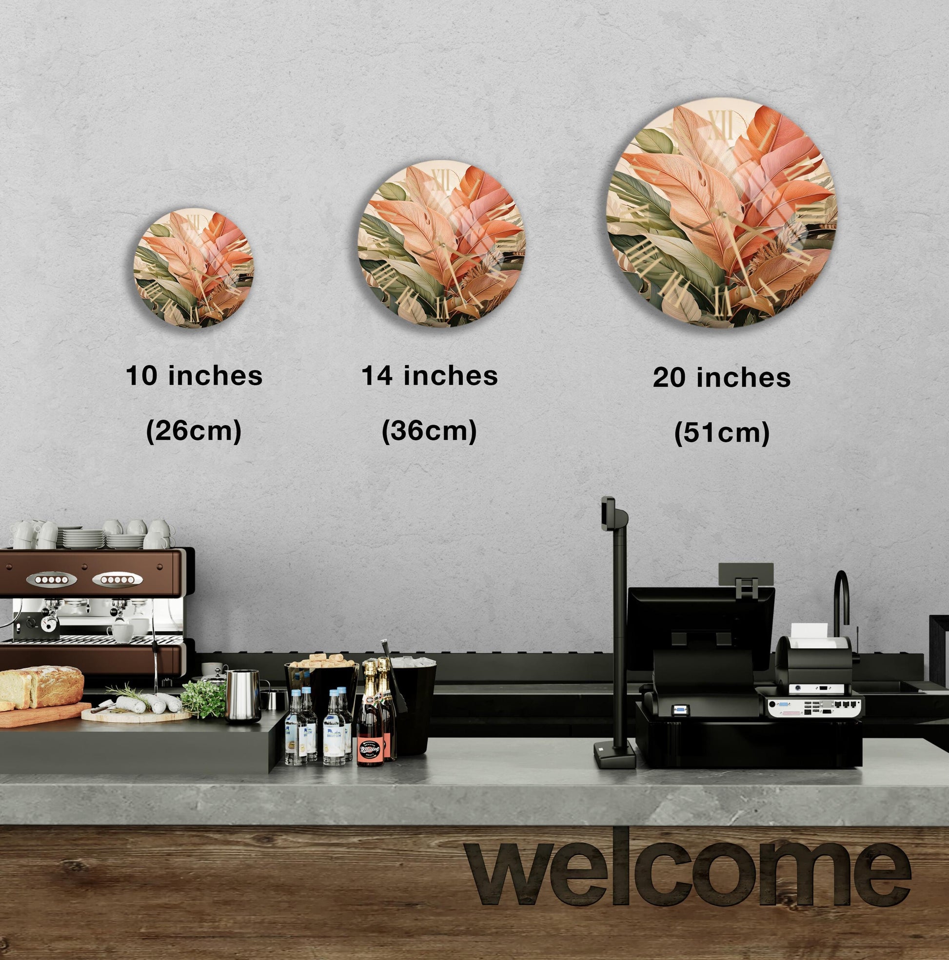 a coffee shop counter with three coffee machines