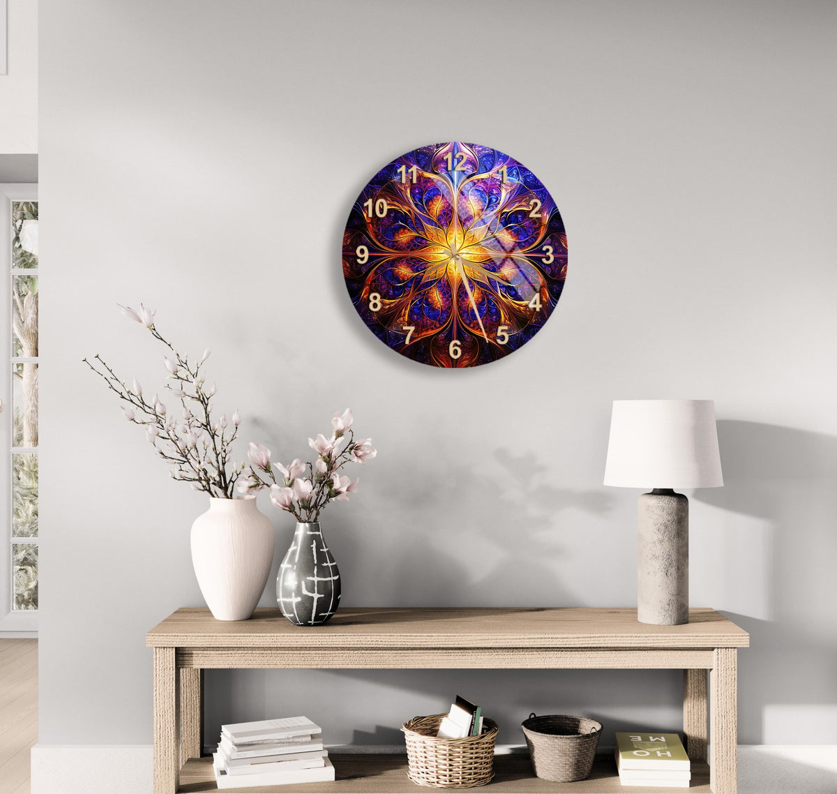 a clock that is on the side of a wall