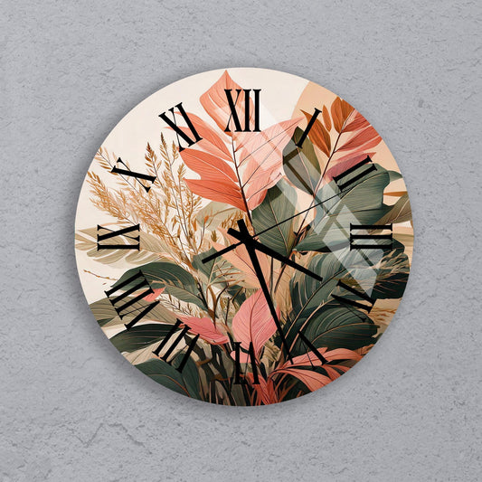 a clock with a painting of flowers on it