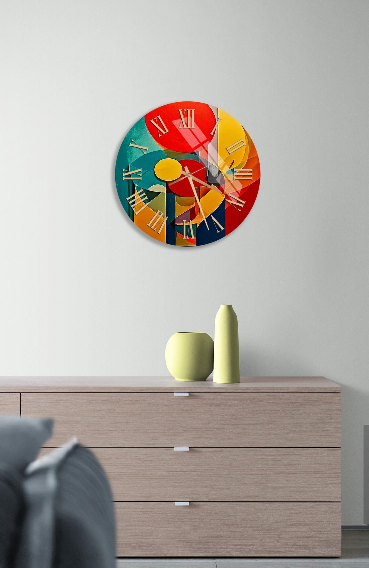 a clock on the wall of a living room