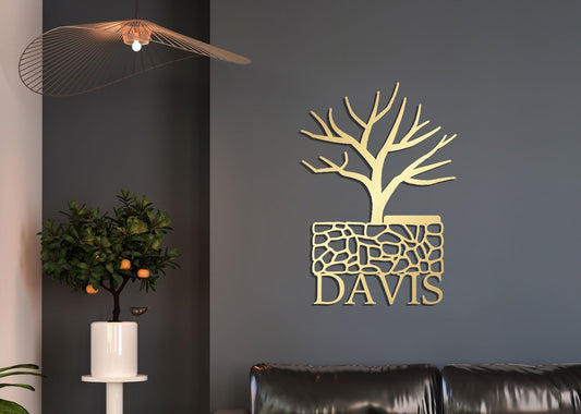 Custom Metal Wall Art - Tree Of Life Decor | Personalized Family Name Sign
