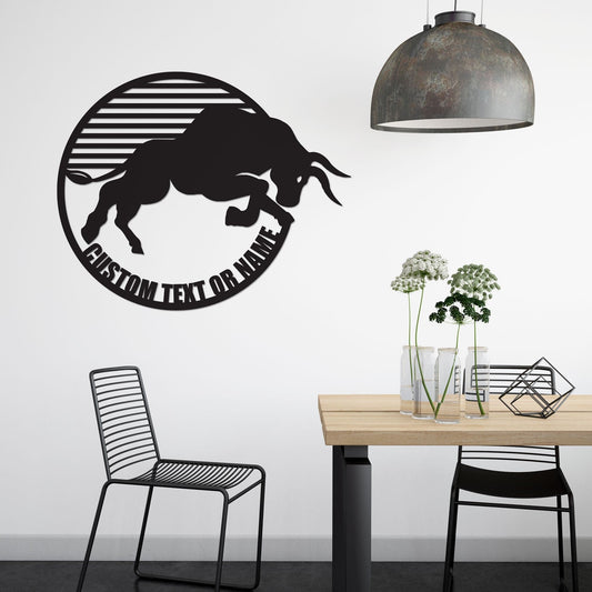Metal Bull Wall Art - 3D Powder Coated Metal Wall Decor | Unique Wedding Gift
