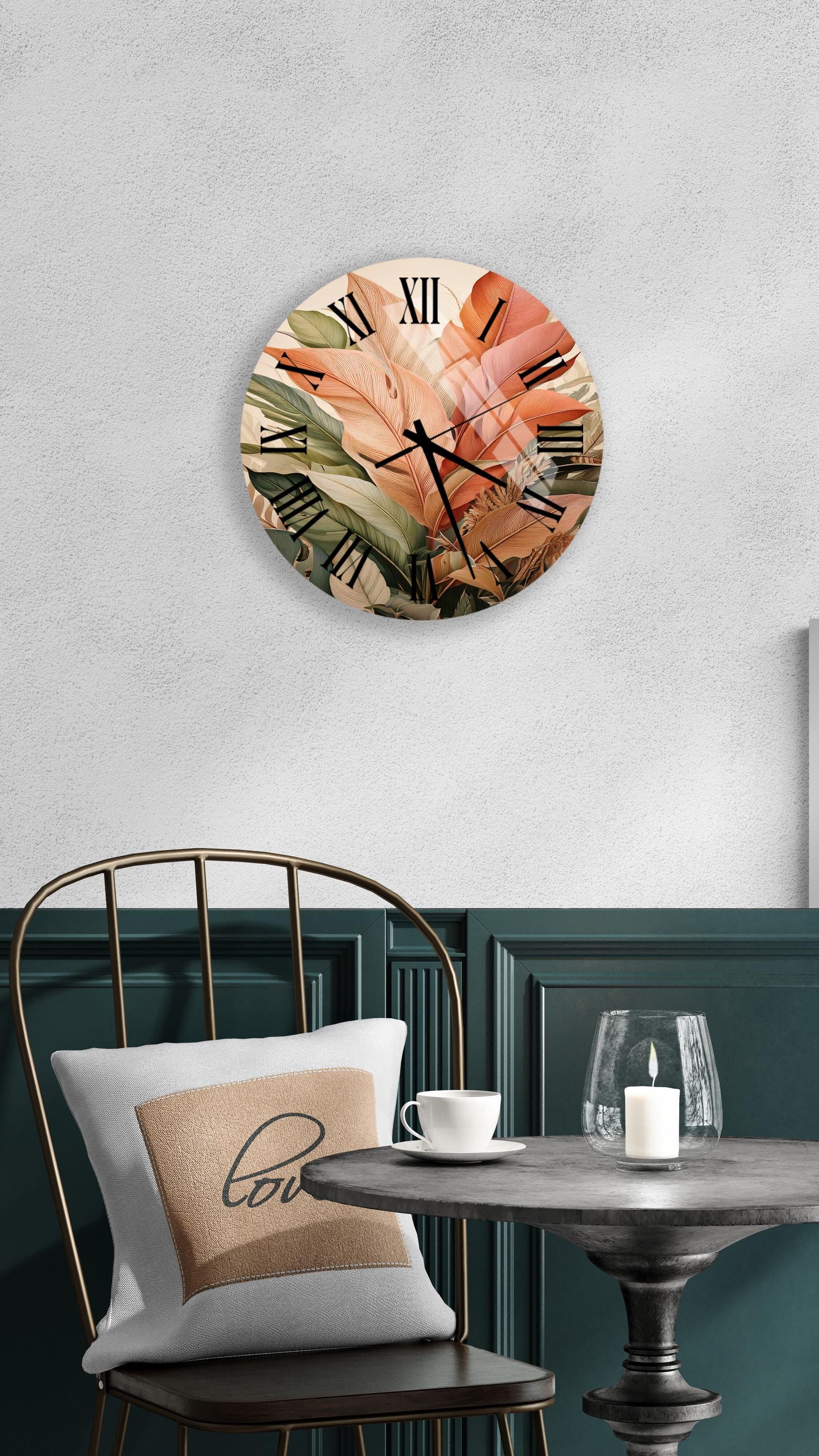 a clock that is on the wall above a table