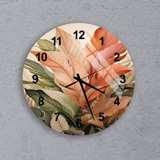 a clock with a painting of flowers on it