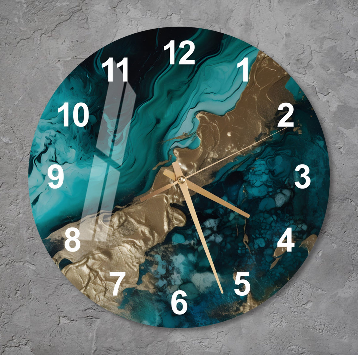 a clock with a gold and blue design on it