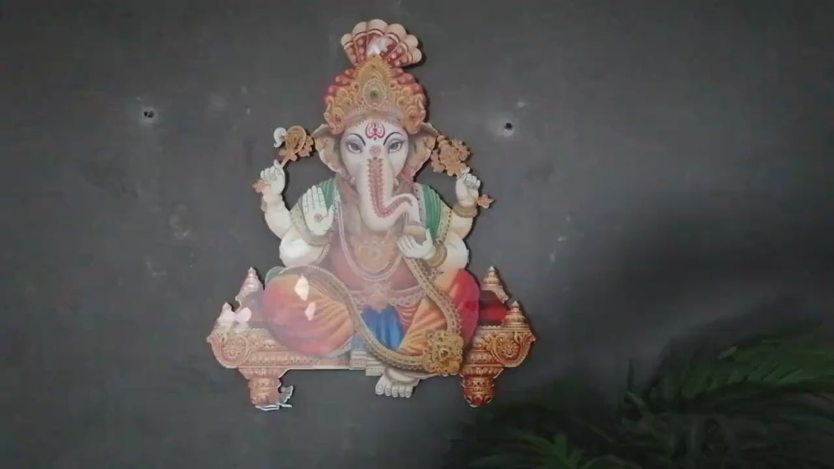 Ganesha Metal Wall Art - Colorful Elephant Hindu God Statue Decor Gift