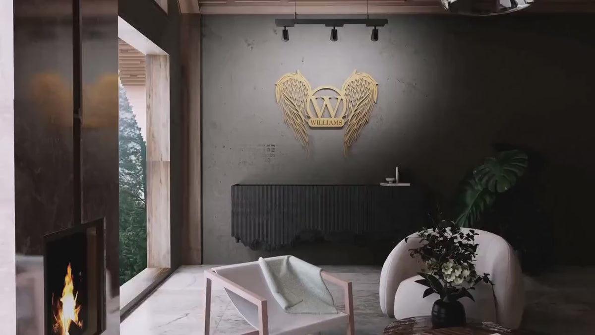 Personalized Metal Wall Art – Large Angel Wings Custom Metal Sign Gift