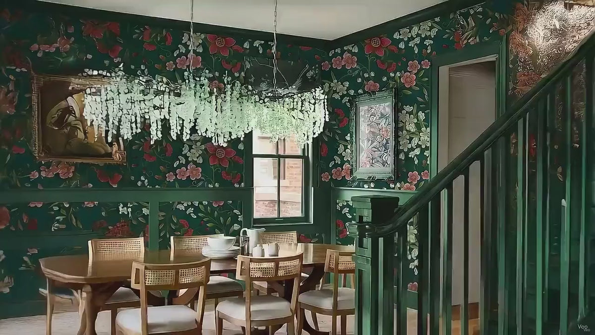 Blue Green Floral Wallpaper - Peel and Stick Removable Water-Resistant Wallcovering