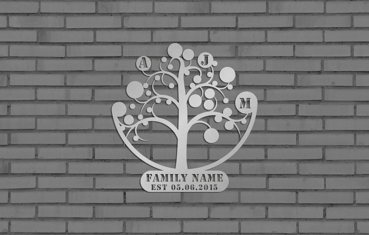 Personalized Metal Family Tree Name Sign Metal Wall Art