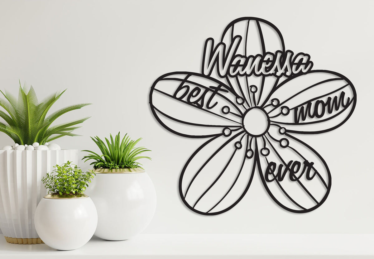 Gift for Mom Heart Floral Metal Sign Personalized Metal Wall Art