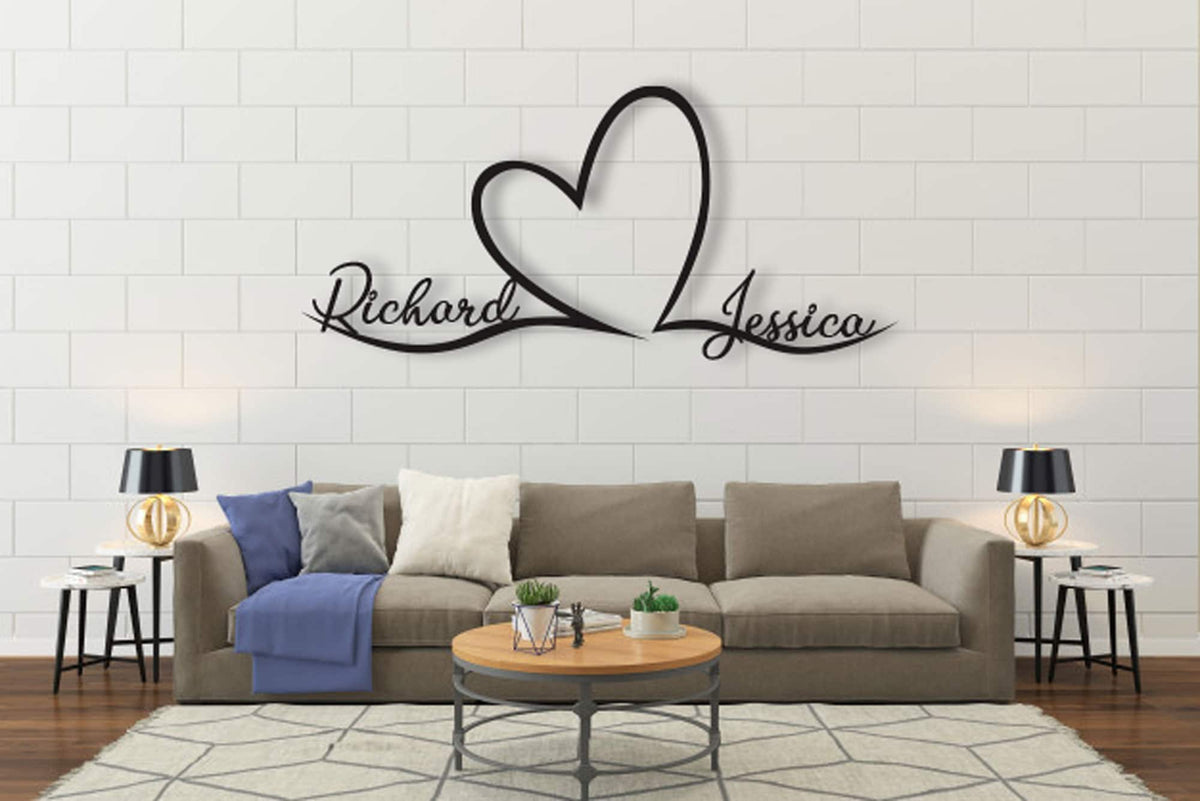 Metal Customized Love Sign Heart and Love Personalized Metal Wall Art