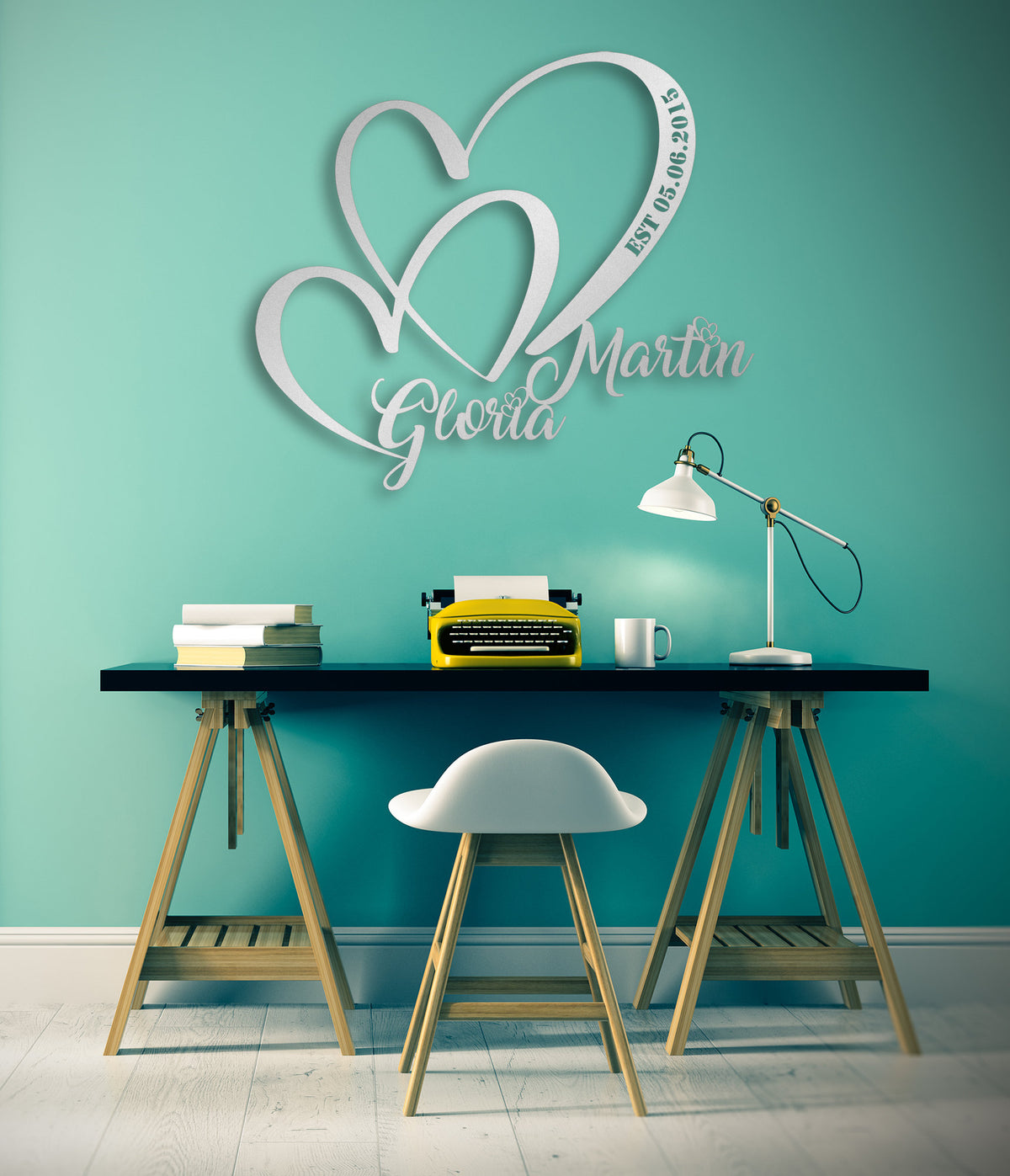 Metal Customized Love Sign Heart and Love Personalized Metal Wall Art