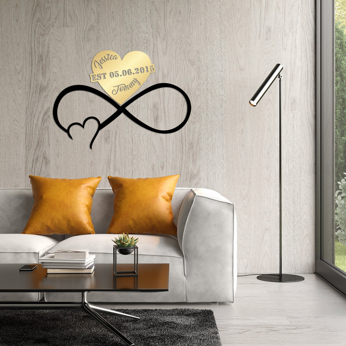 Metal Customized Names and Date Sign Heart and Infinity Metal Wall Art