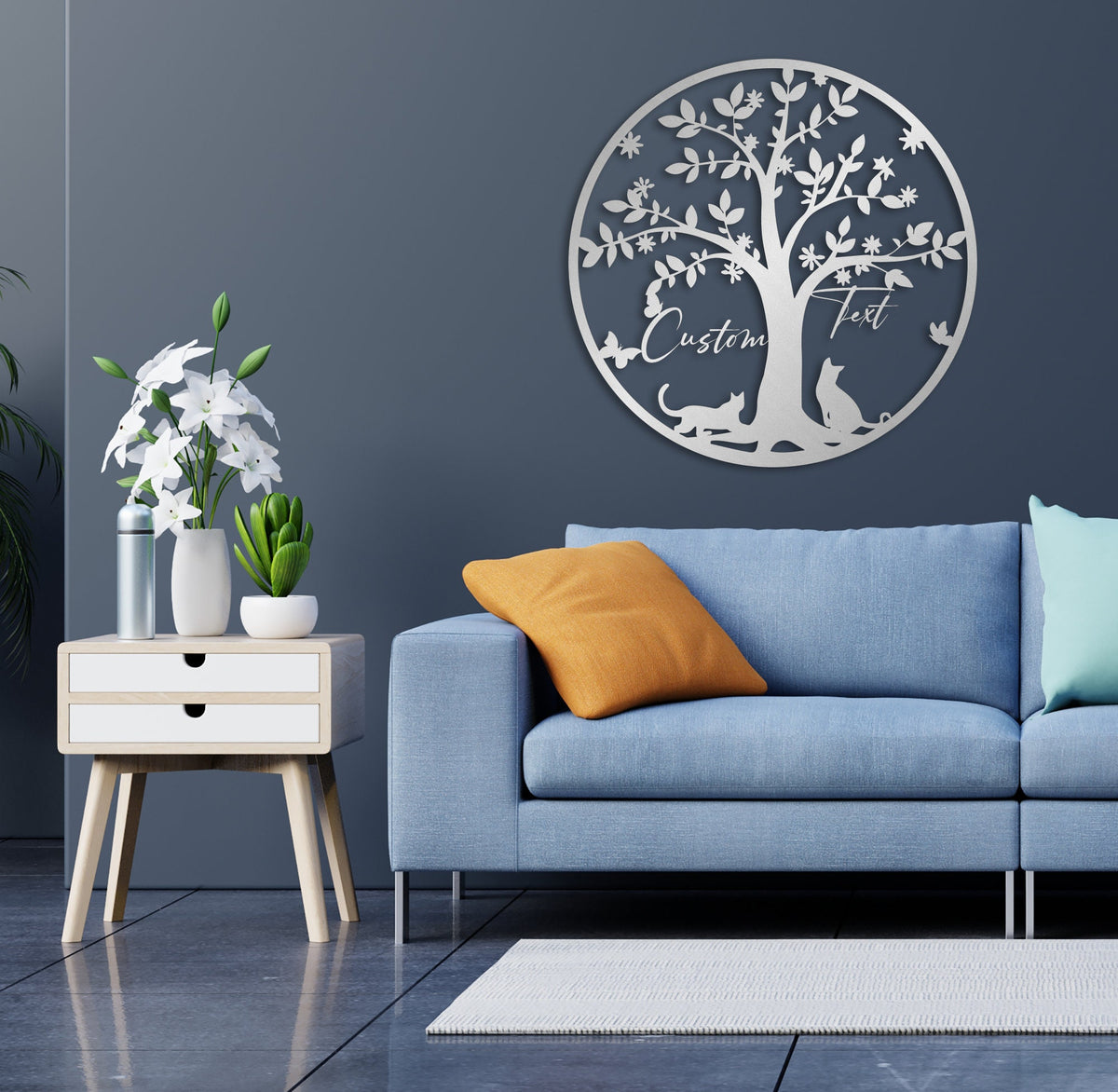 Cats and Tree Customized Metal Wall Art