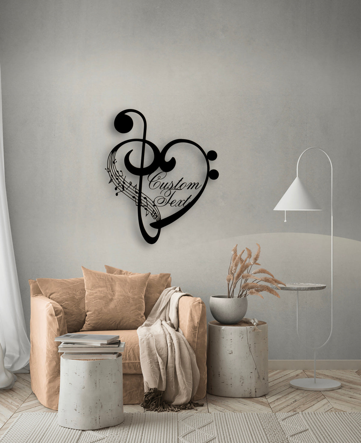 Personalized Music Notes and Heart Metal Wall Art Gift for Musician, Teacher or Music Lovers