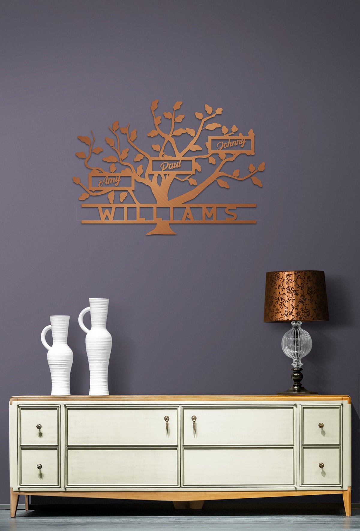 Family Tree Name Sign Metal Wall Art  Personalized Home Decoration