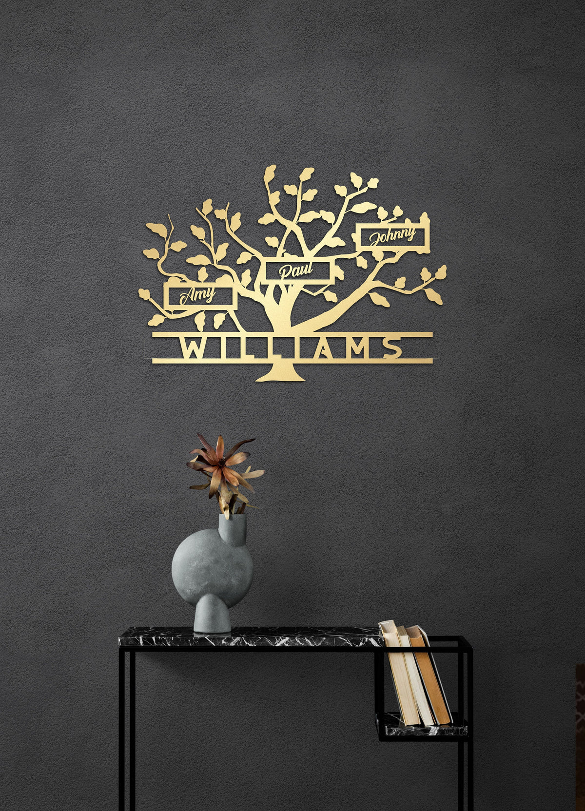 Family Tree Name Sign Metal Wall Art  Personalized Home Decoration