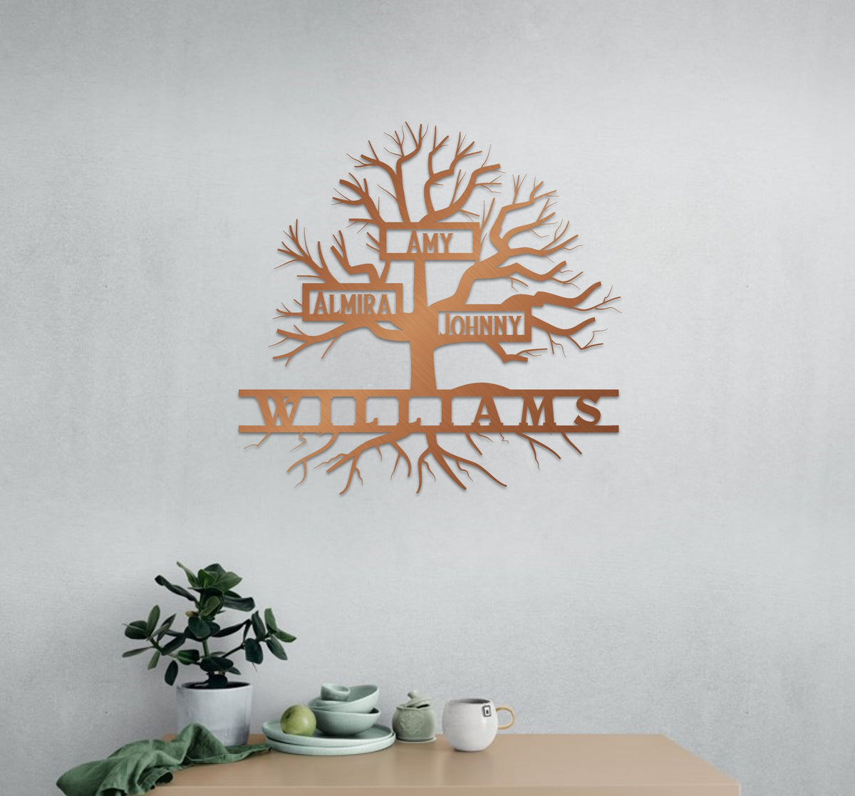 Personalized Family Tree Name Sign Metal Wall Art New Home Gİft