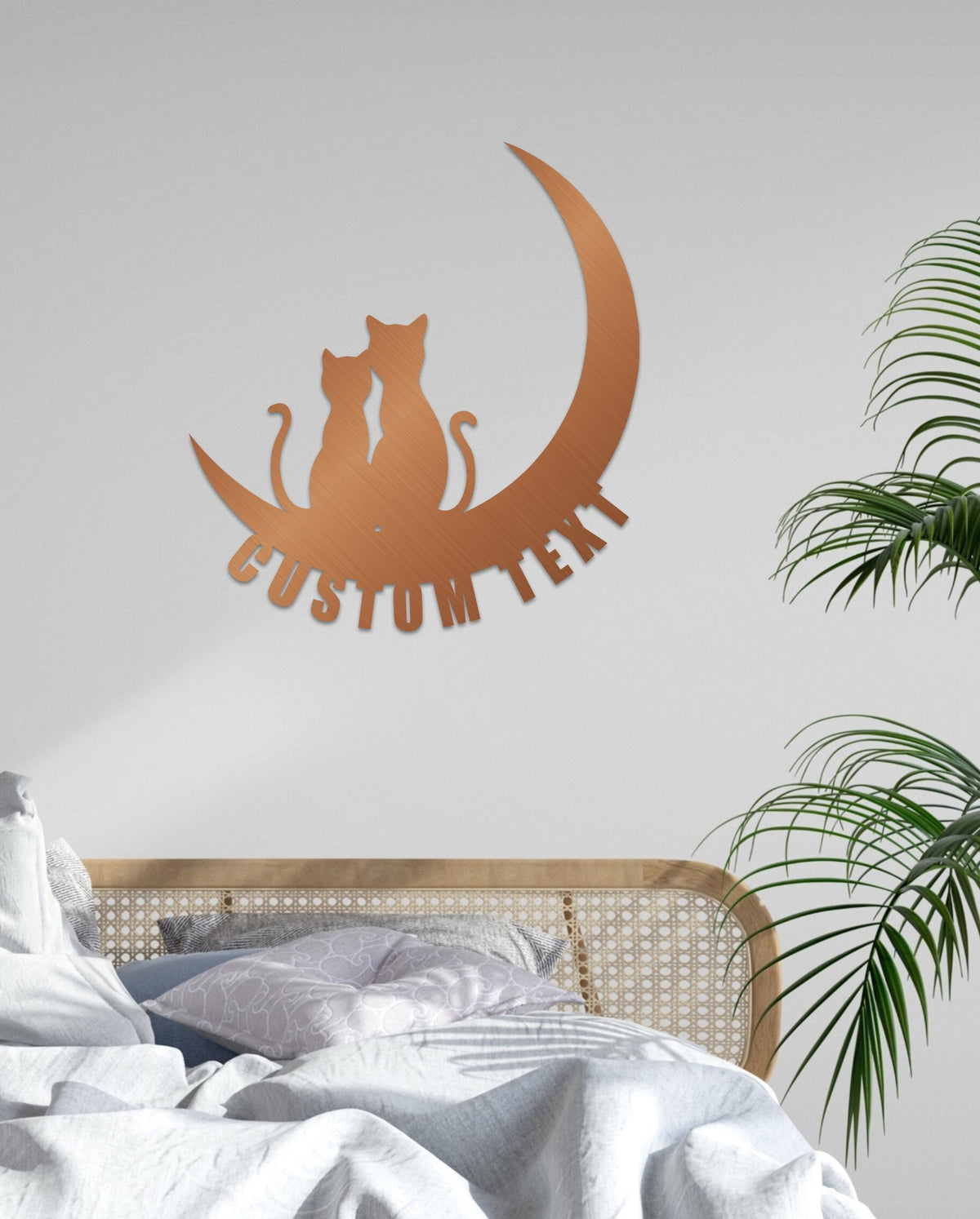 Cat and Moon Themed Personalized Metal Wall Art and Decor Gift