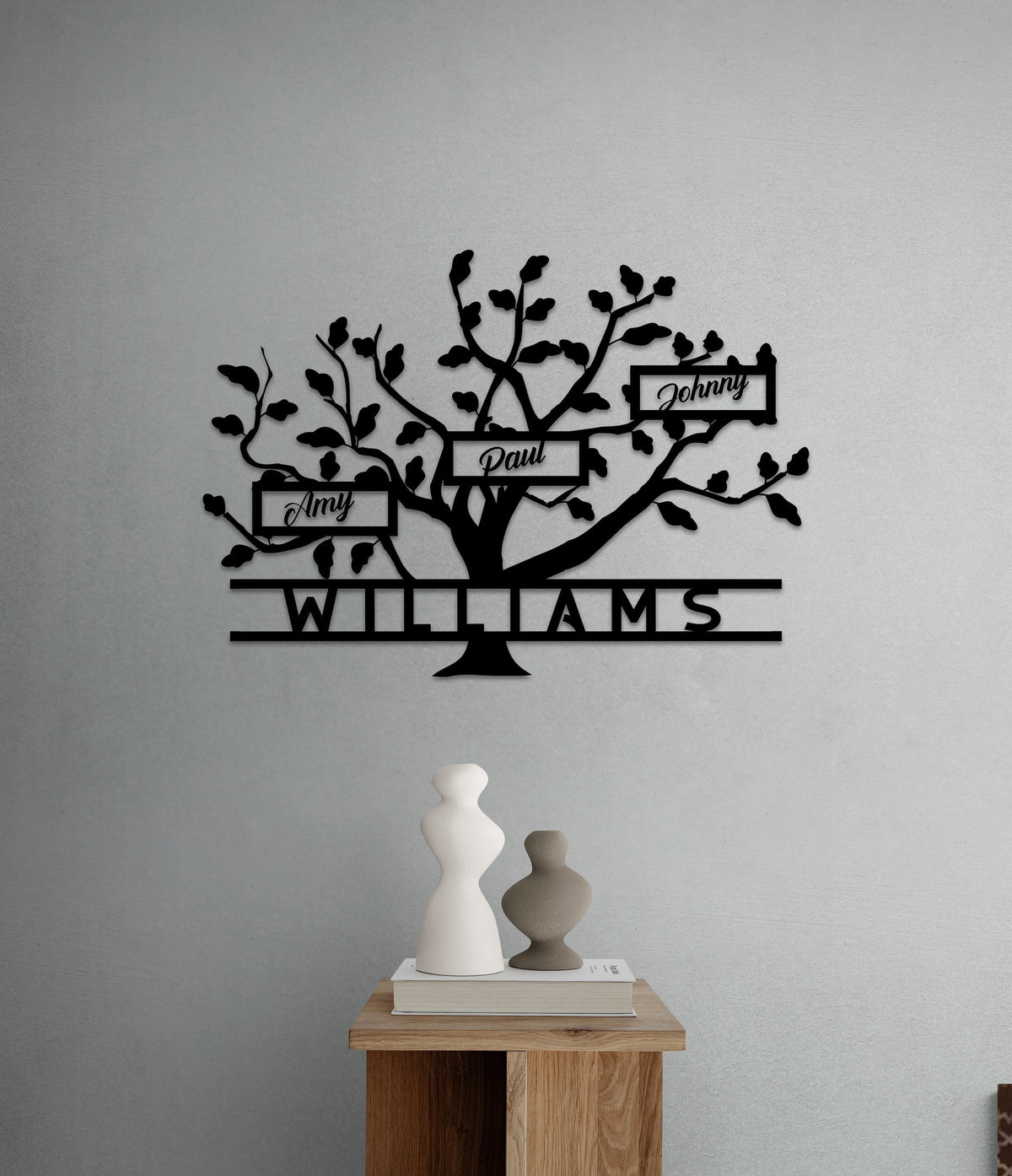 Family Tree Name Sign Metal Wall Art  Personalized Home Decoration