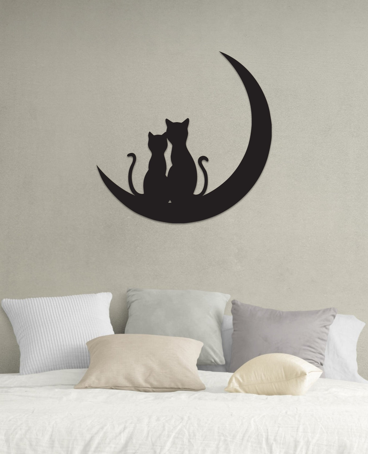 Cat and Moon Themed Personalized Metal Wall Art and Decor Gift