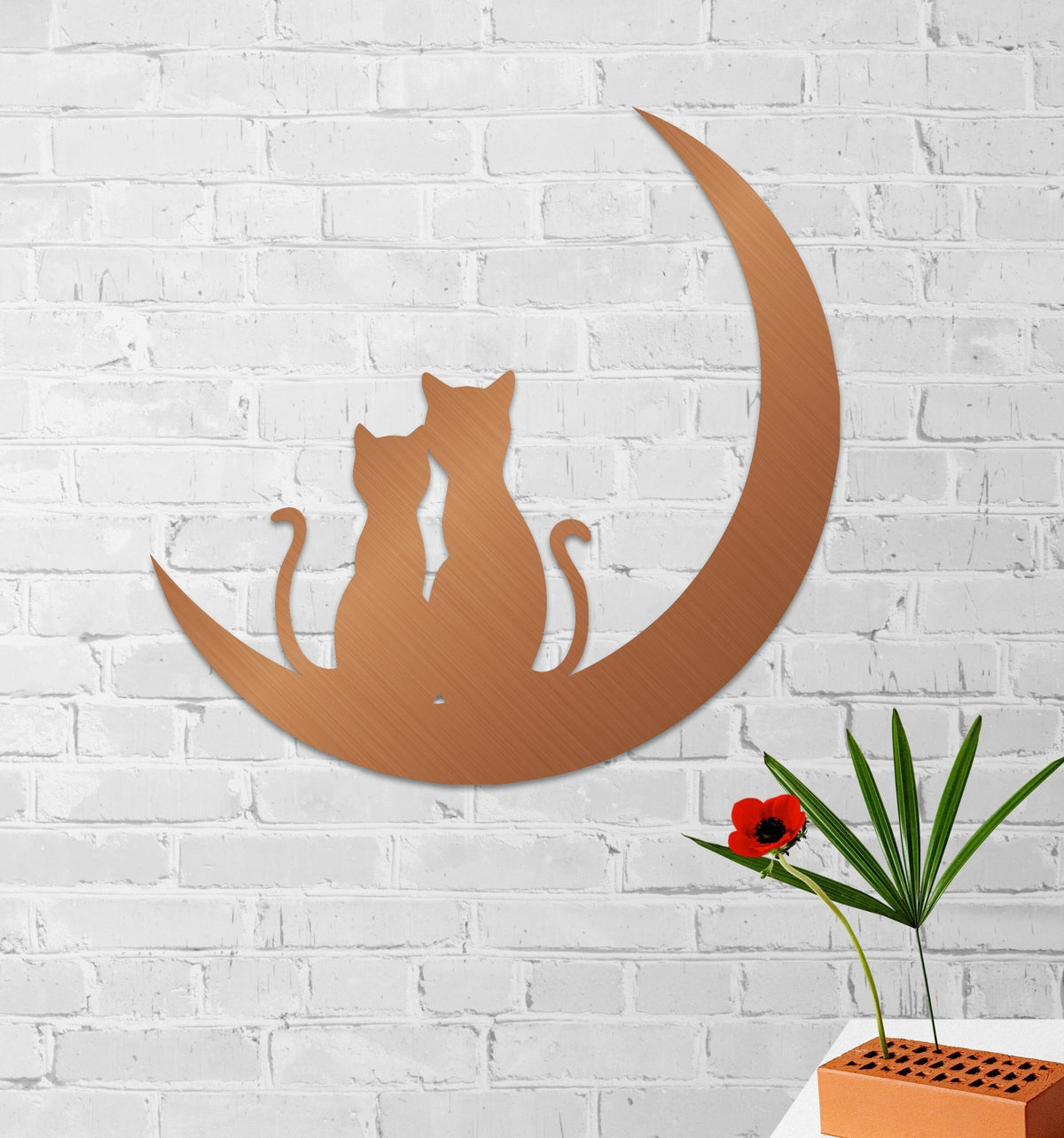 Cat and Moon Themed Personalized Metal Wall Art and Decor Gift