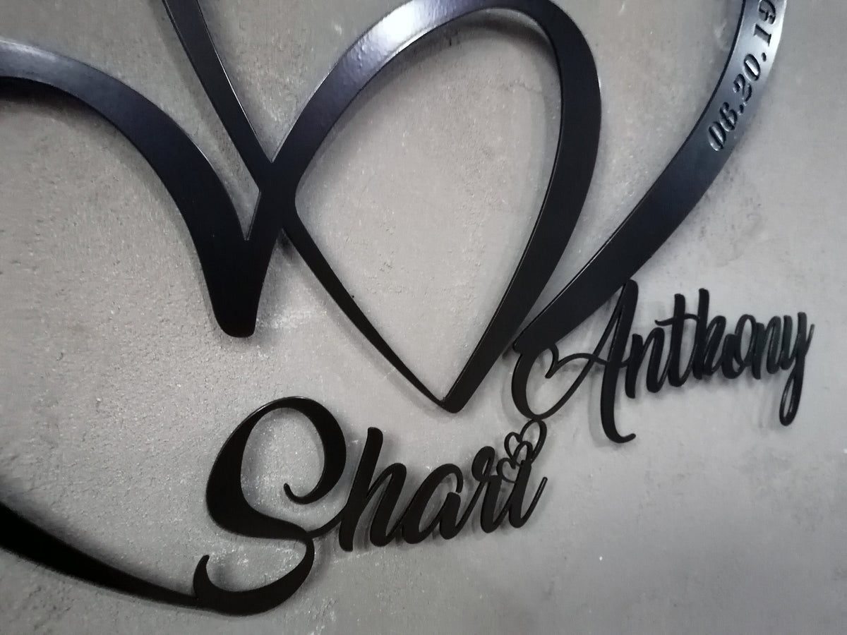 Metal Customized Love Sign Heart and Love Personalized Metal Wall Art