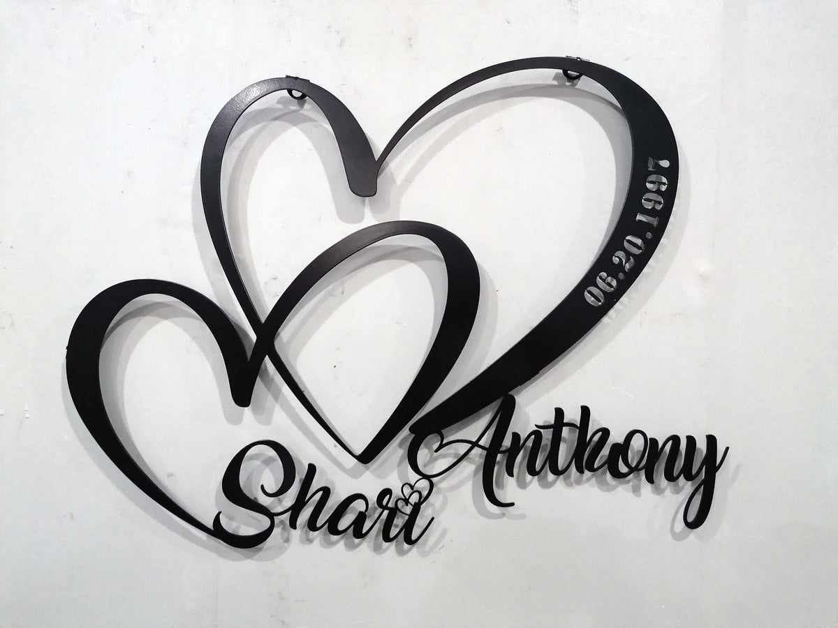 Metal Customized Love Sign Heart and Love Personalized Metal Wall Art