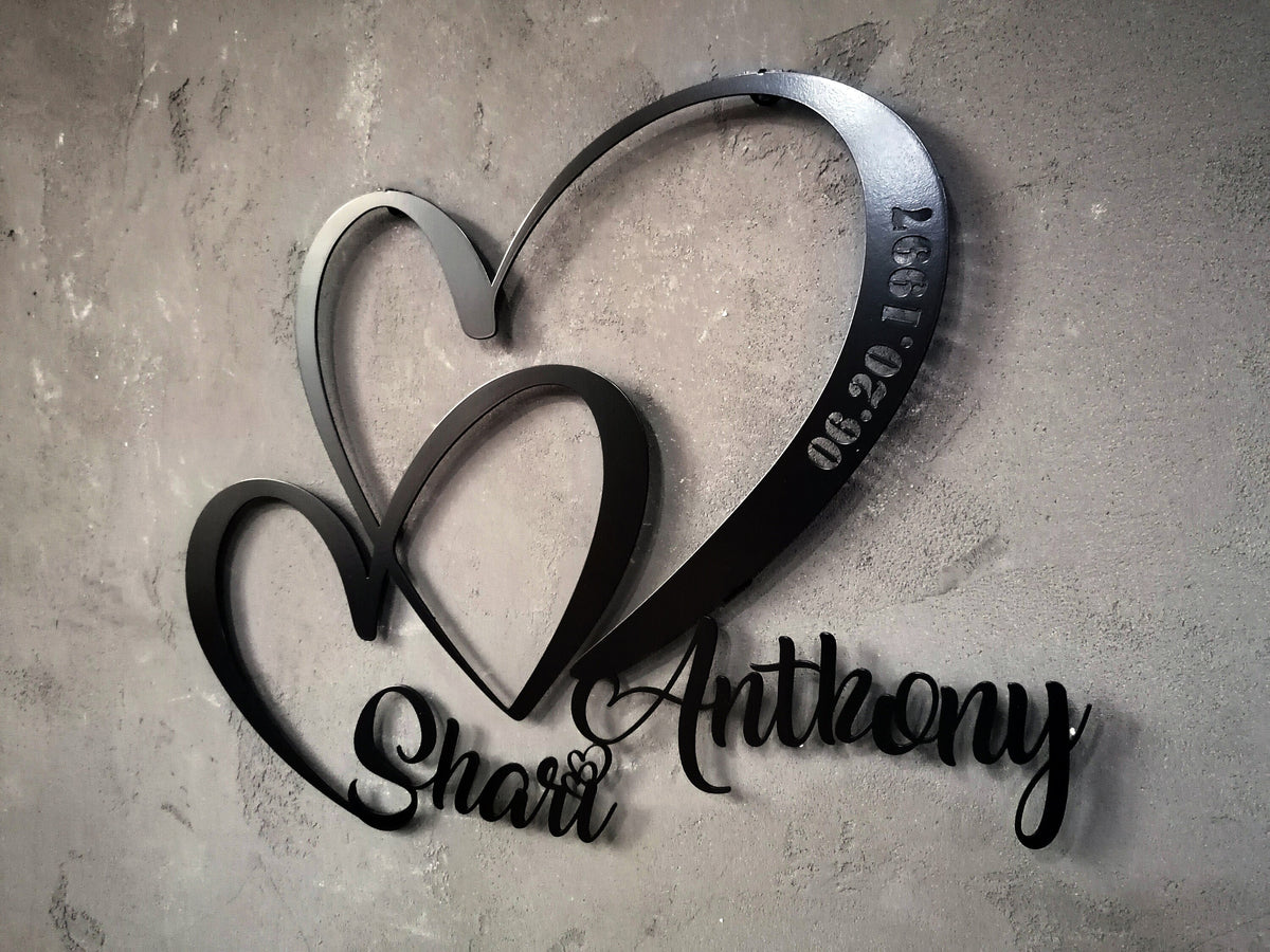 Metal Customized Love Sign Heart and Love Personalized Metal Wall Art