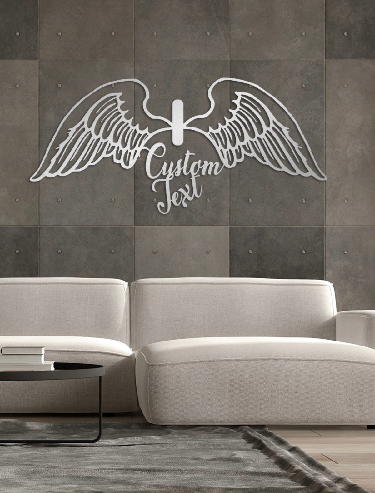 Personalized Metal Angel Wings Name Sign Metal Wall Art