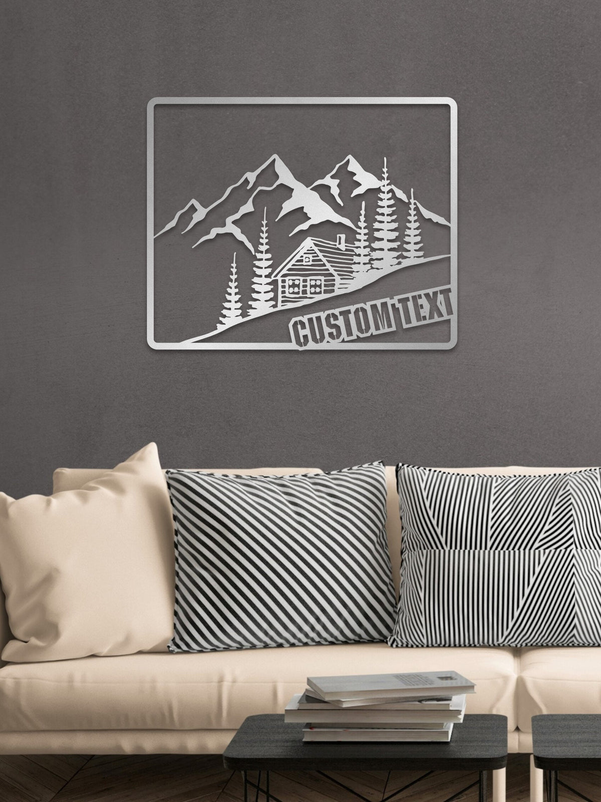 Mountain Metal Wall Art Custom Family Name Sign Metal Wall Decor