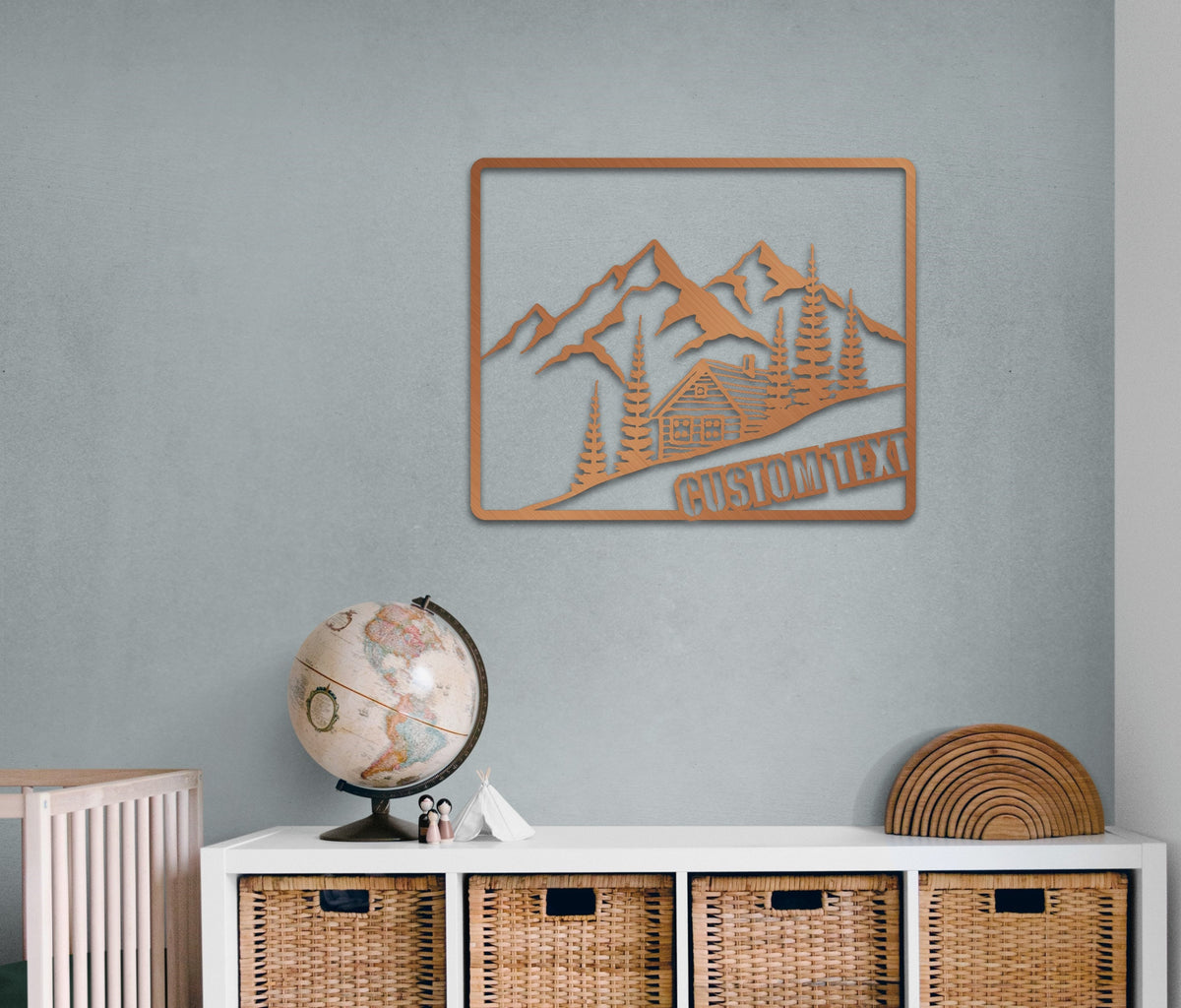 Mountain Metal Wall Art Custom Family Name Sign Metal Wall Decor