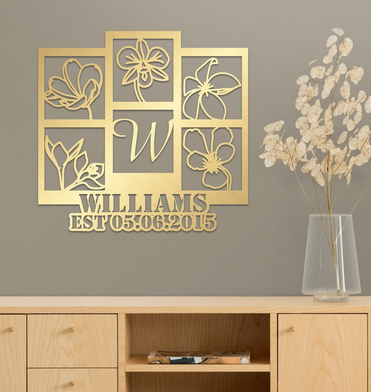 Floral Family Metal Wall Art and Custom Modern Decor