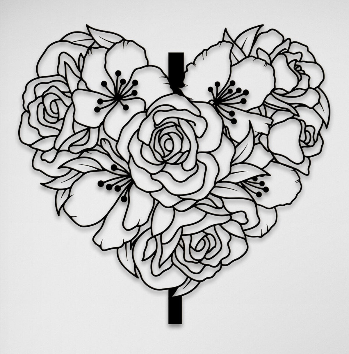 Heart Rose Metal Wall Art Floral Modern Metal Wall Decor