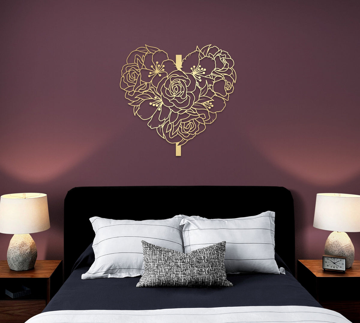 Heart Rose Metal Wall Art Floral Modern Metal Wall Decor