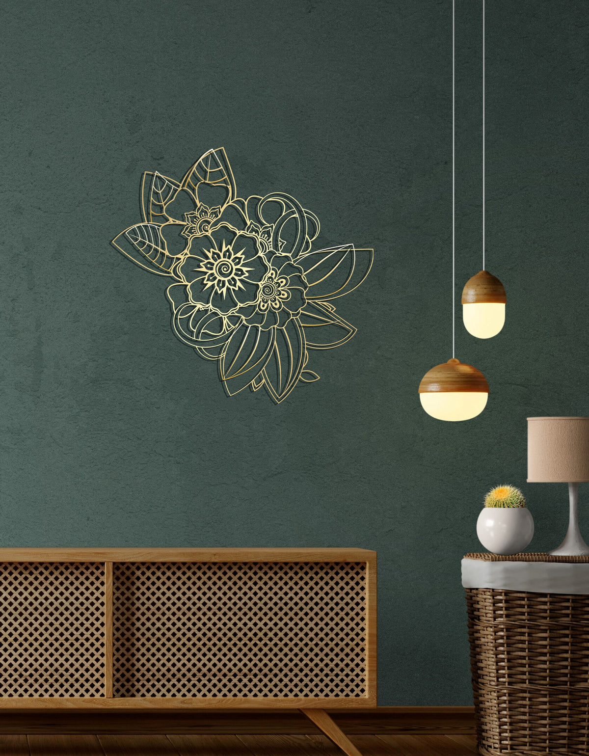Mandala Metal Wall Art and Modern Floral Decor