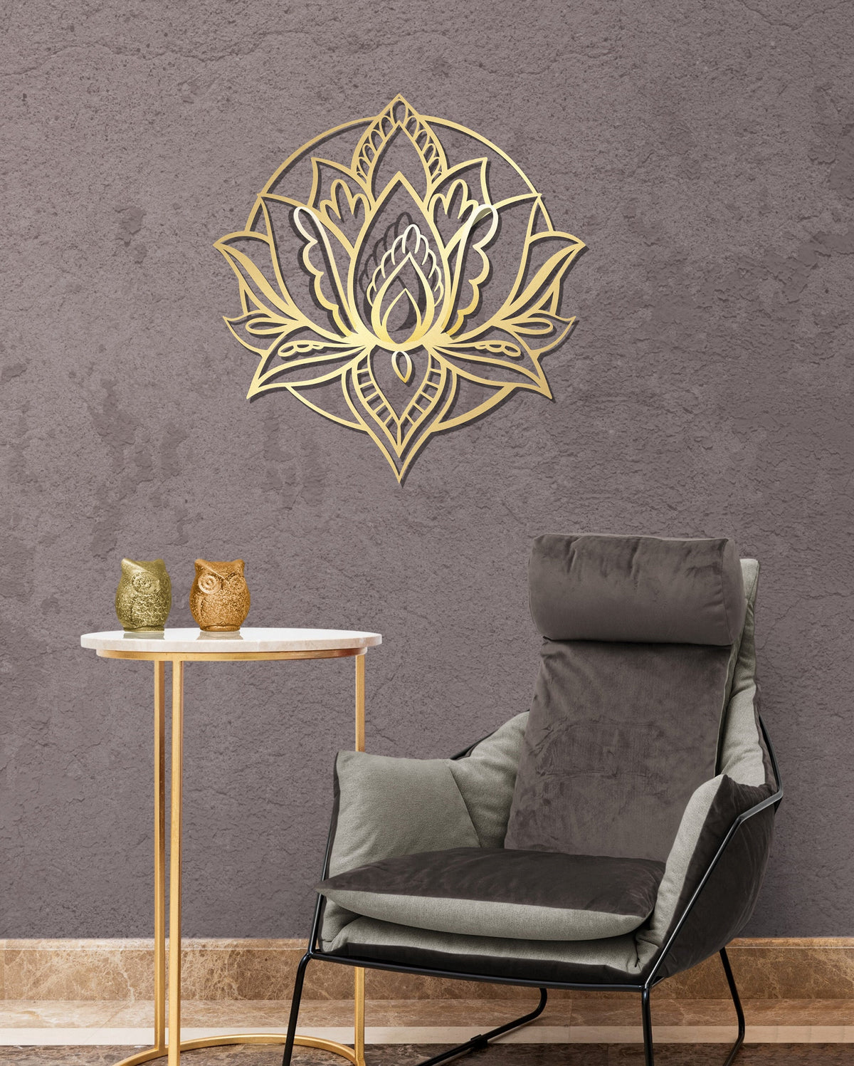 Gold Mandala Lotus Metal Wall Art and Decor